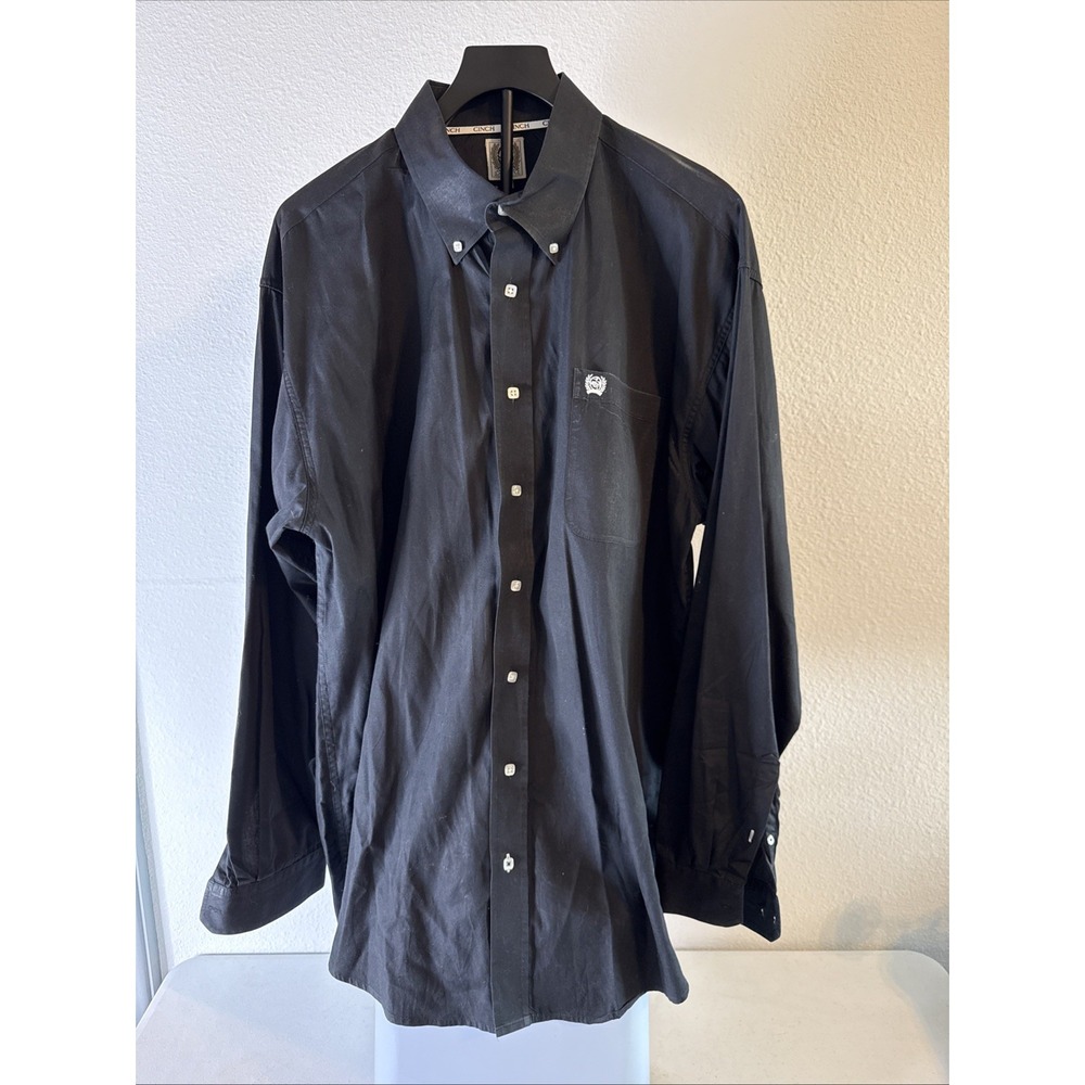 Cinch Mens Long‎ Sleeve Button Up Shirt Black Size XL
